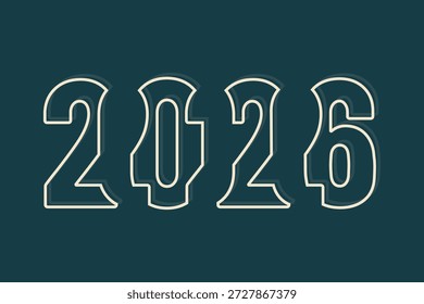 Design criativo conceito 2026 isolado no fundo escuro para cartaz de banner
