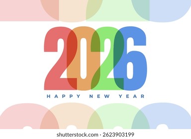 Creative concept of 2026 Happy New Year posters set. Design templates with typography logo 2026 for celebration and season decoration. Minimalistic trendy backgrounds for branding, banner, cover, card