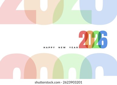 Creative concept of 2026 Happy New Year posters set. Design templates with typography logo 2026 for celebration and season decoration. Minimalistic trendy backgrounds for branding, banner, cover, card