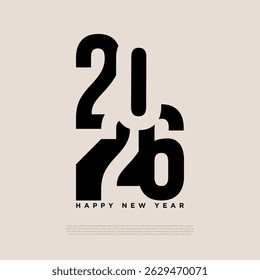 Creative concept of 2026 Happy New Year poster. Design templates with typography logo 2026 for celebration and season decoration. Minimalistic trendy backgrounds for branding, banner, cover, card