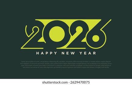 Concepto creativo del cartel de Feliz Año Nuevo 2026. Plantillas de diseño con logotipo de tipografía 2026 para la celebración y decoración de temporada. Fondos de moda minimalista para la marca, Anuncio, cubierta, tarjeta