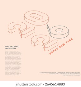 creative concept of 2026 happy new year design in 3d style with simple color, happy new year 2026 template design for greeting card, calendar, poster, cover, banner etc