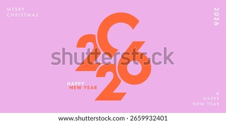 Creative concept of 2026 Happy New Year poster. Design template with typography logo 2026 for celebration and season decoration. Minimalistic trendy background for branding, banner, cover, card