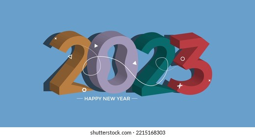 Creative concept 3D Happy New Year 2023 Greeting Banner Background Design