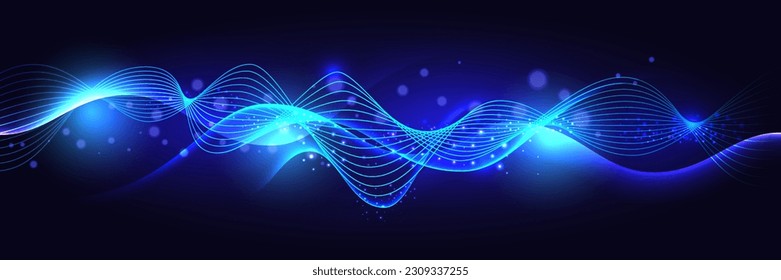 Creative concept abstract dynamic waves blue technology background with flowing lines