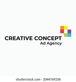 Creative concept advertising agency logo with colorful boxes ,Vector Graphic Branding Letter Element