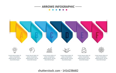 Creative concept for arrows infographic. Process chart. Abstract elements of graph, diagram with 6 steps, options, parts or processes. Vector business template for presentation.