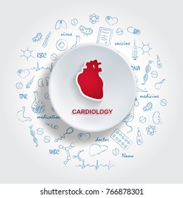 Creative Concept Background Of The Human Heart. Medical Symbol Of Cardiology. Vector Illustration EPS.