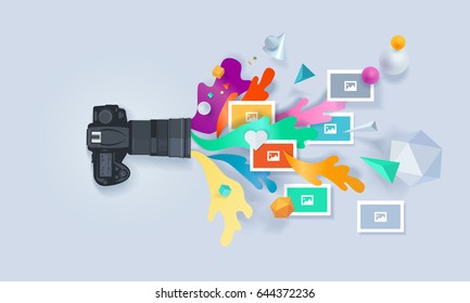 Creative concept banner. Vector illustration for photography, portfolio, gallery, photo editor, apps.