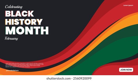 Creative concept of Black history month banner or header. Modern abstract template for celebration, ads, branding, web banner, cover, sale. Celebrating black history month