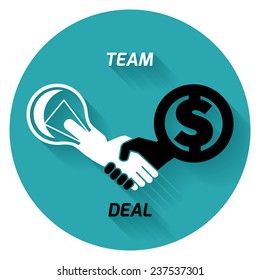 creative concept black white icon handshake. background for business and finance. idea, team,best deal, teame work. Flat vector design