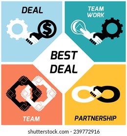 creative concept black white icon handshake. background for business and finance. idea, team,best deal, teame work. Flat vector design