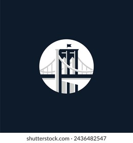 Creative concept bridge logo design with circles