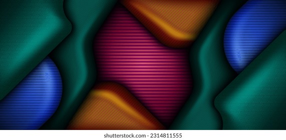 Creative concept bright orange blue colorful folds wallpaper modern 3d abstract multicolor spectrum folded effect layered background