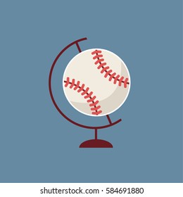 A creative & concept clean modern baseball  like a vector Globe illustration. Sports advertising for international base ball game in the world