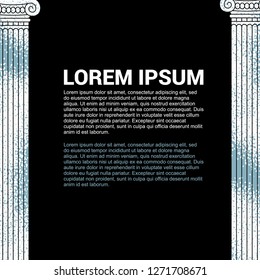 Creative, concept cover, leaflet, tamplate with classic textured columns and place for your text. Good option for theater, opera, museum, education topic, banking.