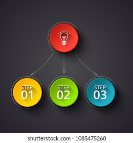 Creative concept for dark infographic. Business data visualization. Abstract circle elements of graph, diagram with 4 steps, options, parts or processes. Vector business template for presentation.