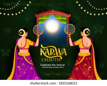 Creative concept with decorated pooja thali for indian women festival of Karwa Chauth celebration
