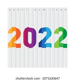 Kreative Design-Vorlage mit bunter Inschrift "2022" für Feiern und saisonale Dekoration. Frohes neues Jahr. Farbiger, trendiger Hintergrund für Kalender, Grußkarte, Banner, Tagebuchabdeckung.