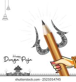 Concepto creativo para el festival Durga Puja o Navratri. Ilustración vectorial.