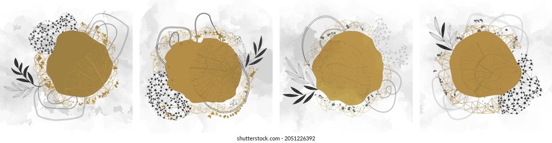 Creative concept flyer layout with tree growth rings. Contemporary abstract deesign with natural cut wood. Cross section of a tree. Tree Growth. Wood Structure. Vector illustration.