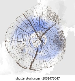 Diseño creativo de volante con anillos de crecimiento de árboles. Diseño abstracto contemporáneo con madera cortada natural. Sección transversal de un árbol. Crecimiento de árboles. Estructura de madera. Ilustración vectorial.