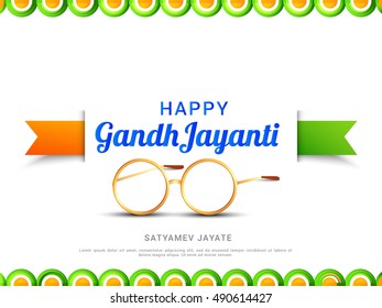 Creative Concept Of Gandhi Jayanti With Line Art Spectacles,indian Color Theme Background.