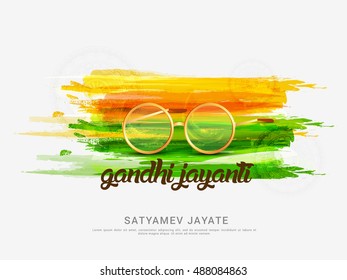 Creative concept of Gandhi jayanti with spectacles,indian color theme background.