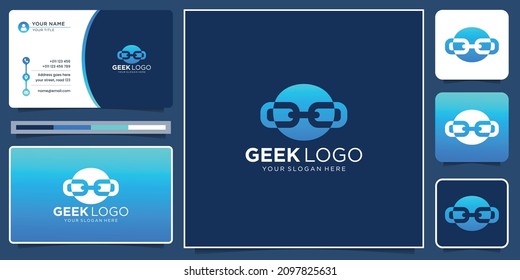 creative concept geek logo design with circle shape style. inspiration geek logo with business card.