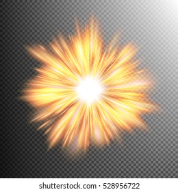 Creative concept glow light effect stars bursts with sparkles isolated on transparent. For illustration template art design, banner for Christmas celebrate, magic flash energy ray. EPS 10 vector file
