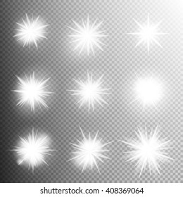 Creative concept glow light move effect stars bursts with sparkles transparent. Template art design, banner for Christmas celebrate, magic flash energy burst. EPS 10 vector file included