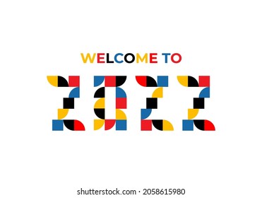 Creative concept of happy new year 2022 or welcome to 2022 design vector