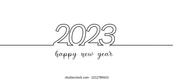 Creative concept Happy New Year 2023 text design. for Brochure design template, card, banner. Vector illustration. Isolated on white background. Vector illustration