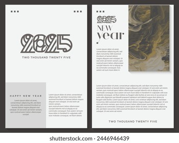 Concepto creativo de la Plantilla Feliz Año Nuevo 2025. Plantilla de diseño con logotipo de tipografía 2025. Diseño para celebración y decoración Feliz Nuevo año 2025.