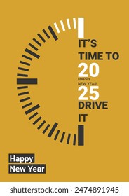 Creative concept of Happy New Year 2025 poster. Design templates with 2025 typographic logo for holiday and season design. Minimalistic background for branding, banner, cover. Vector illustration.