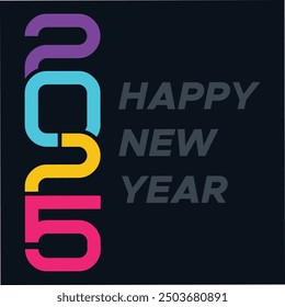 Creative concept Happy New Year 2025 Design template with 2025 typography logo for celebration and season decoration. Minimalist trendy background for branding, banner, cover, card. EPS vector file.