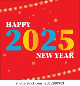 Creative concept Happy New Year 2025 Design template with 2025 typography logo for celebration and season decoration. Minimalist trendy background for branding, banner, cover, card. EPS vector file.