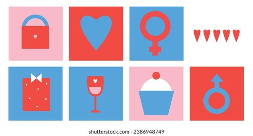 Creative concept of Happy Valentines Day cards set. Templates for celebration, ads, branding, banner, cover, label, poster, sales