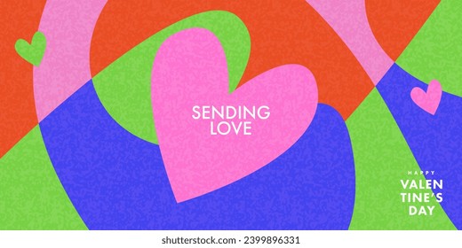 Creative concept of Happy Valentines Day card. Modern abstract art design with hearts, geometric and liquid shapes. Template for celebration, ads, branding, flyer, banner, cover, label, poster, sales