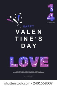 Creative concept of Happy Valentines Day card.
Modern art design with interesting font and in gradient. Templates for celebration, ads, branding.