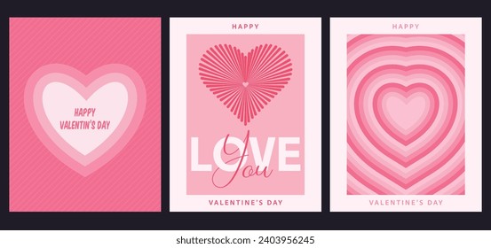 Creative concept of Happy Valentines Day cards set.