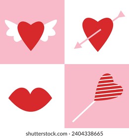 Creative concept of Happy Valentines Day cards set. Templates for celebration, ads, branding, banner, cover, label, poster, sales
