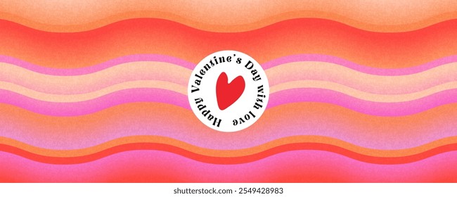 Creative concept of Happy Valentines Day web banner or header. Modern abstract art design with heart and geometric shapes. Template for celebration, ads, branding, banner, cover, label, poster, sale