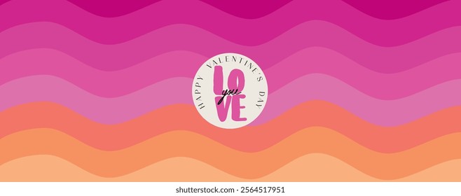 Creative concept of Happy Valentines Day web banner. Modern abstract art design with love. Template for celebration, ads, branding, banner, cover, label, poster, sale