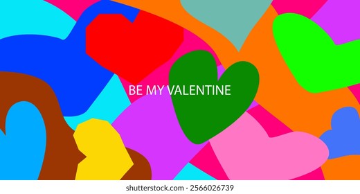 Creative concept of Happy Valentines Day card with hearts. Vector illustration