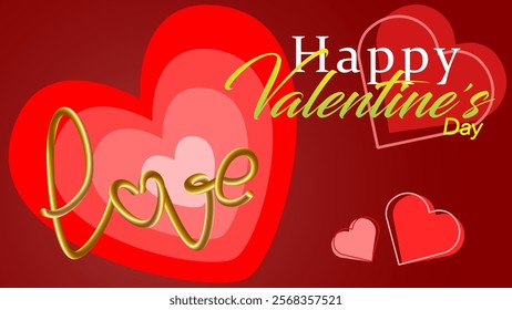 Creative concept of Happy Valentines Day card. Modern abstract art design with hearts, geometric and liquid shapes. Template for celebration, ads, branding, flyer, banner, cover, label, poster, sales
