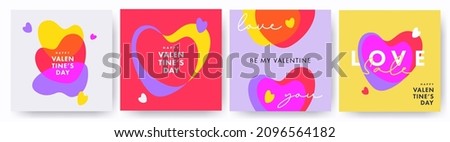 Creative concept of Happy Valentines Day cards set. Modern Design templates with liquid hearts in modern overlay style for celebration and decoration, ads, branding, banner, cover, label, poster, sale