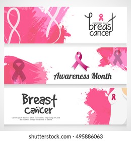 Creative concept header or banner of Breast Cancer Awareness month with pink ribbon.