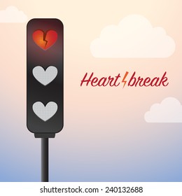 Creative Concept - Heartbreak Sign, with clouds background.
