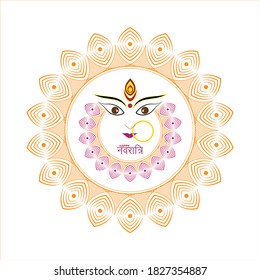 Creative concept of hindi typography shubh navratri,poster or banner of indian festival navratri celebration,vector illustration.